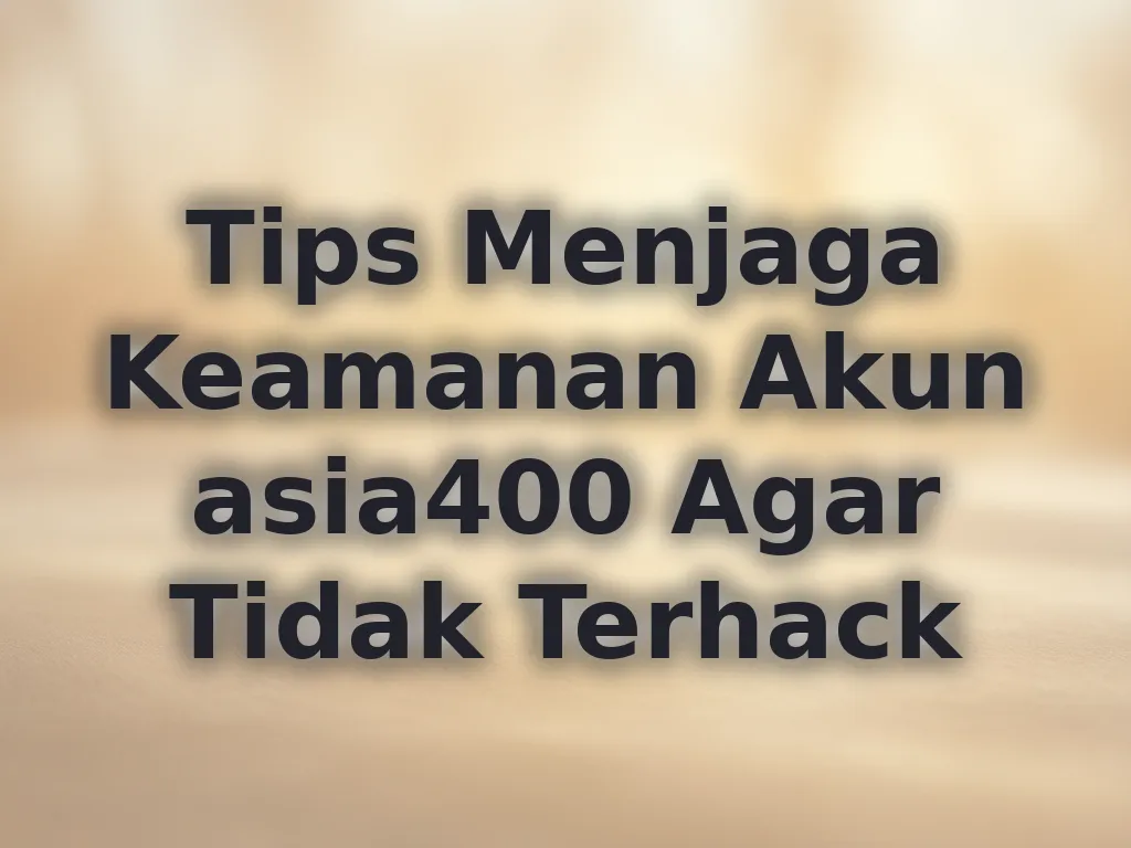 Tips Menjaga Keamanan Akun asia400 Agar Tidak Terhack